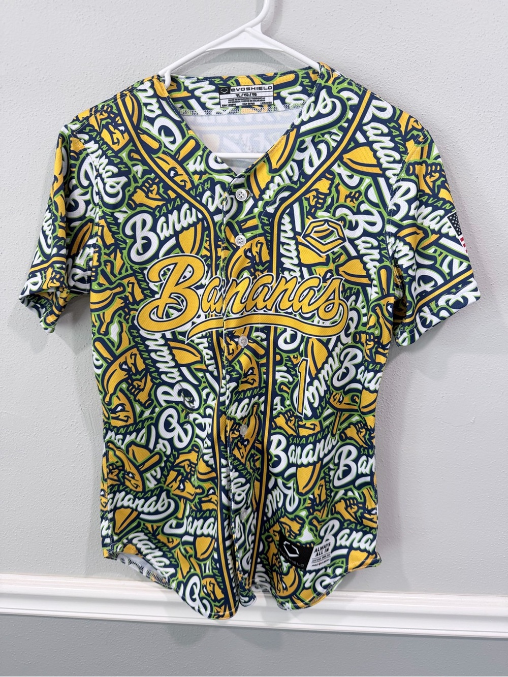 EvoShield Savannah Bananas  Baseball Print Replica Jersey Youth large
